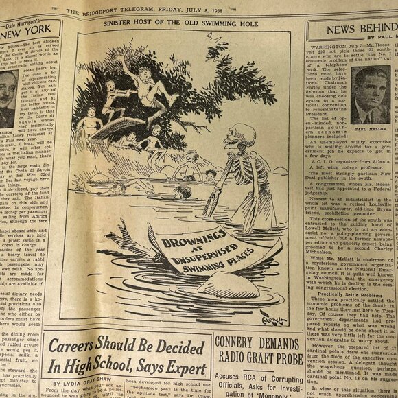 The Bridgeport Telegram Newspaper July 8 1938 Roosevelts Cross Country Drive u - Picture 10 of 10